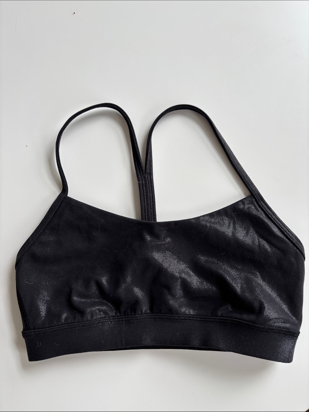 Black shiny lululemon sports bra - size 4